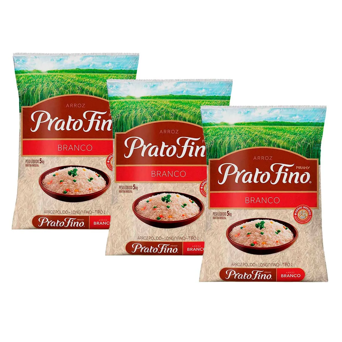 Kit Arroz Branco Prato Fino 5KG 3UN