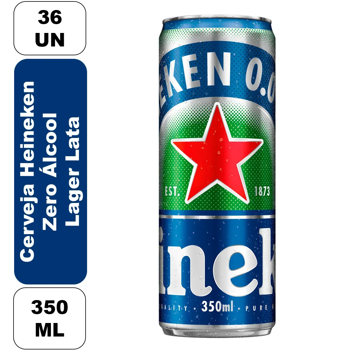 Cerveja Lager Zero Álcool Heineken 350ML 36UN