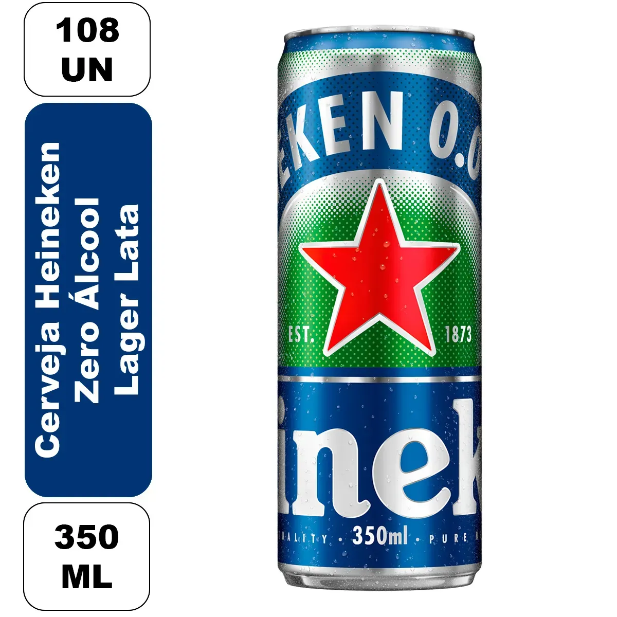 Cerveja Lager Zero Álcool Heineken 350ML 108UN