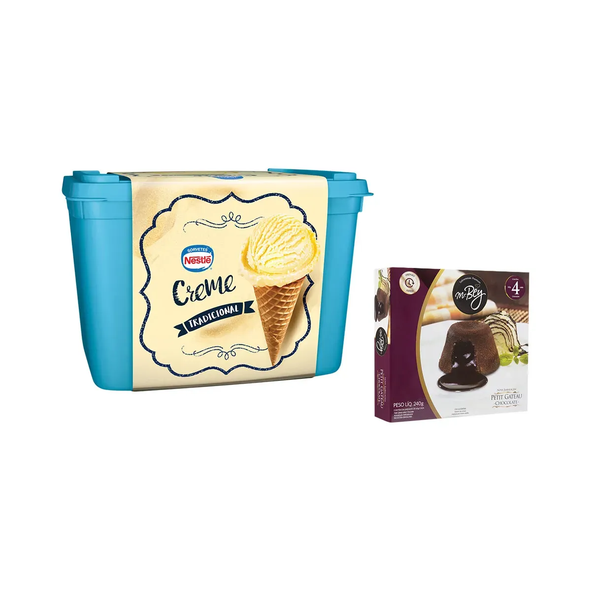 Petit Gateau Chocolate Mr Bey + Sorvete 1,5L 4UN