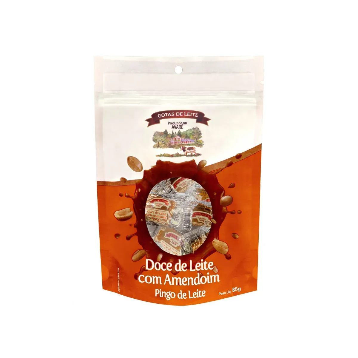 Pingo de Leite Gotas de Leite Amendoim 85G