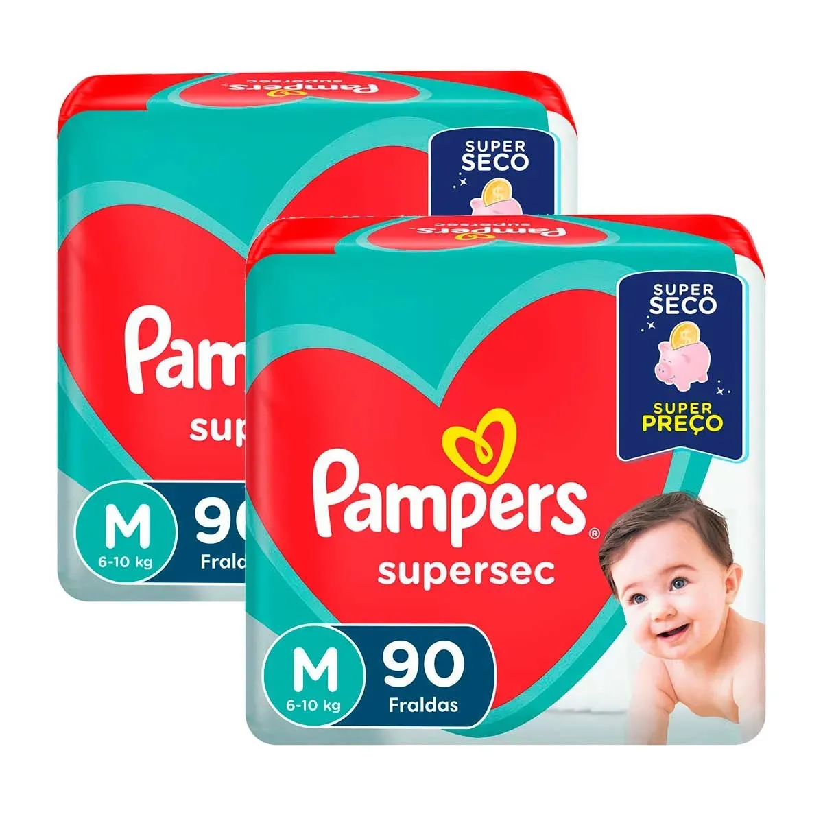 Kit de Fraldas M Supersec Jumbo Pampers 180UN