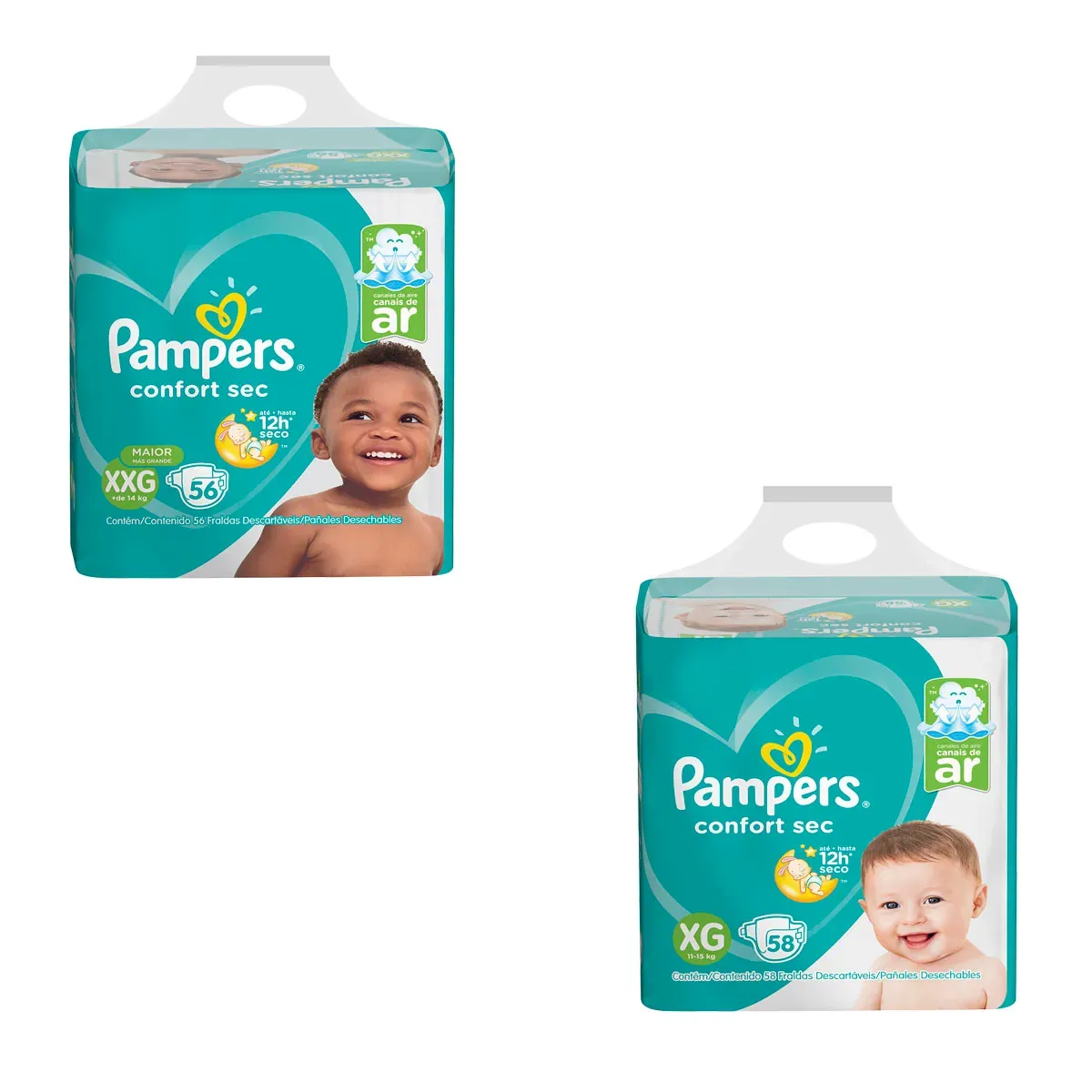 Kit Fraldas Confort Sec Super - 58 Pampers 114UN