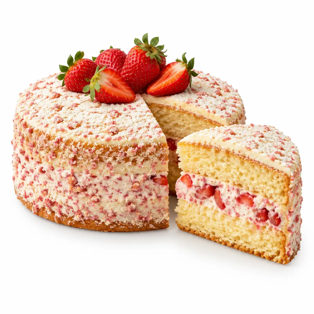 Bolo de leite em pó com morango KG