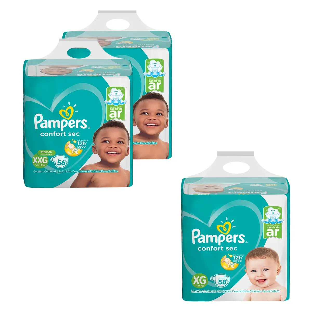Kit Fraldas Confort Sec Super - 58 Pampers 170UN